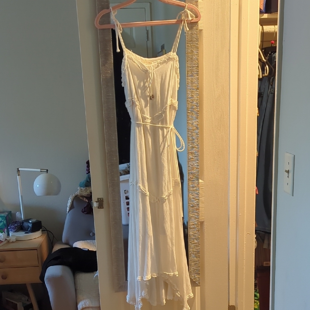 Flirty White Spaghetti Strap Dress